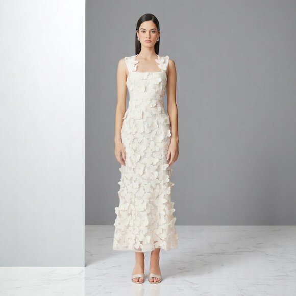 NWT ELLIATT Scarlett Butterfly Midi Dress In White - Picture 4 of 7